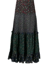 Rixo London Dakota Tiered Floral-print Modal Maxi Skirt In Black