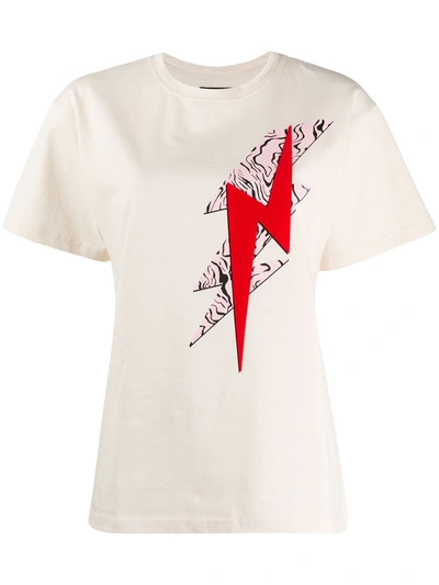 Isabel Marant Yates Lightning Bolt Print T-shirt In Beige