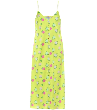 Bernadette Hailey Floral Silk-satin Slip Dress In Yellow