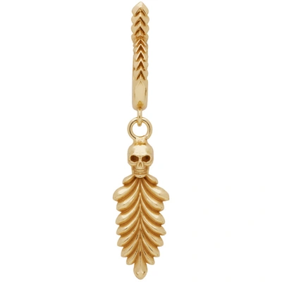 Emanuele Bicocchi Gold Single Skull And Feather Hoop Earring