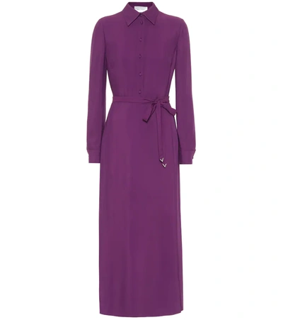 Valentino Belted Crepe Maxi Dress In Deep Lilac