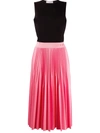 Givenchy Two-tone Pleated Satin And Crepe Midi Dress In Pink