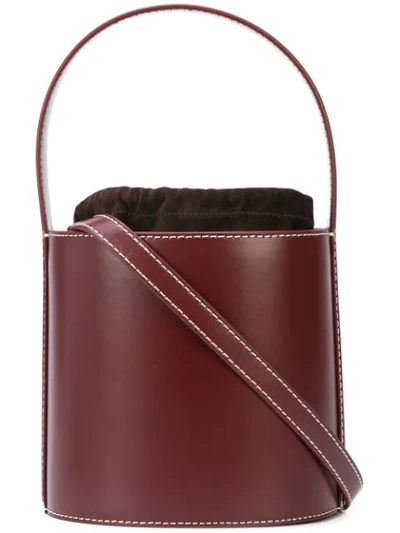 Staud Mini Bissett Leather Bucket Bag In Bordeaux