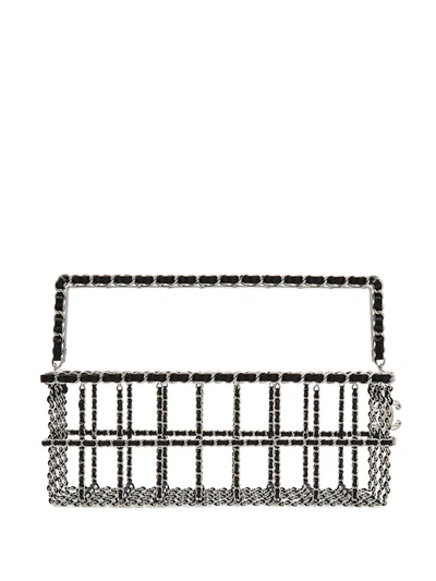 Pre-owned Chanel 2014 Shopping Basket Bag In Silver