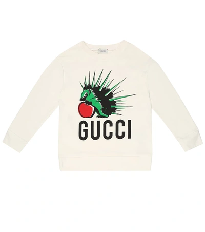 Gucci Kids' Children's Hedgehog Print Cotton Sweatshirt In White Green