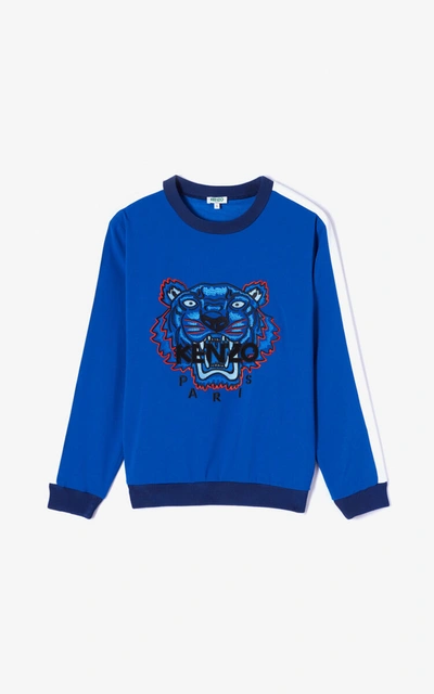 Kenzo Crepe Tiger Top In French Blue