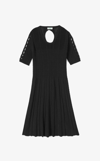 Kenzo Openwork Knit Dress In Black