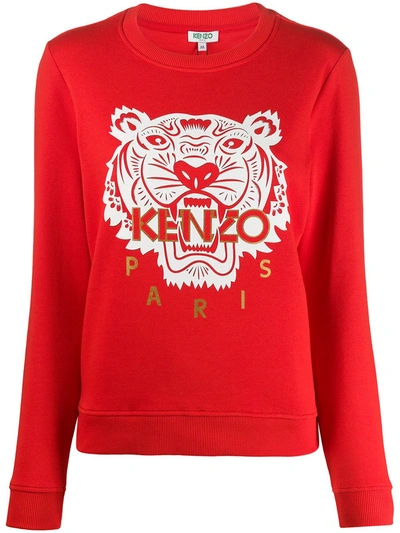 Kenzo Red Limited Edition Chinese New Year Classic Tiger Sweatshirt In Red,white,gold