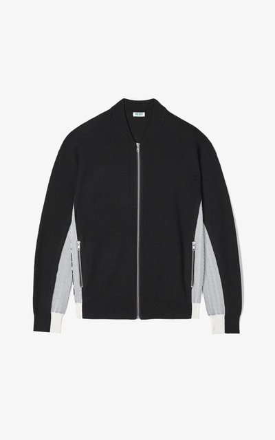 Kenzo Dual-material Baseball Jacket In Black