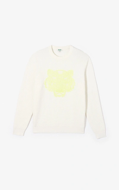 Kenzo Waffled-effect Tiger Jumper In White