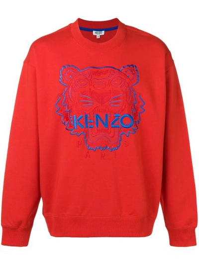 Kenzo Two-tone Tiger Sweatshirt In Red