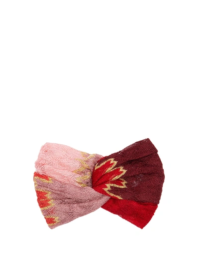 Missoni Metallic Crochet-knitted Headband In Red