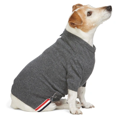 Thom Browne Grey Cashmere 4-bar Dog Sweater In 035 Grey