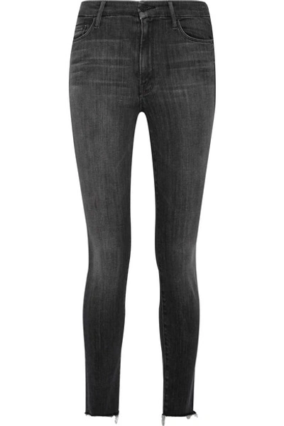 Mother The Looker High-rise Distressed Skinny Jeans In Wait Until Dark