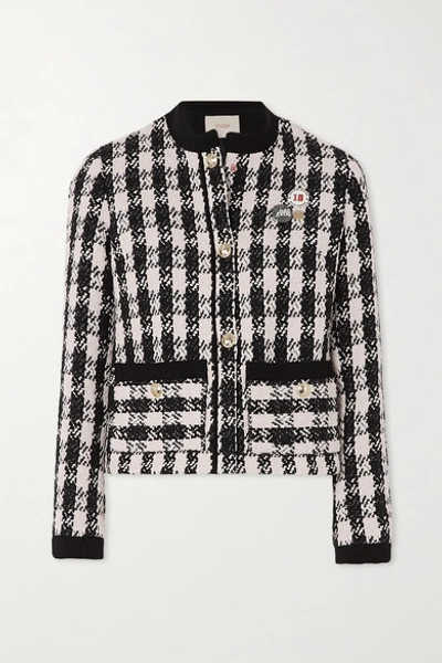 Maje Vicky Houndstooth Cotton-blend Tweed Jacket In Black