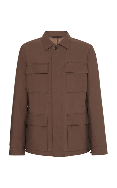 Ermenegildo Zegna Cotton-blend Twill Jacket In Brown