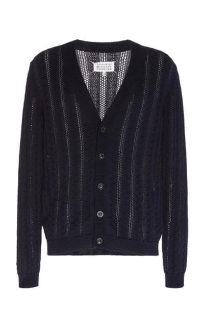 Maison Margiela Wool Cardigan In Navy