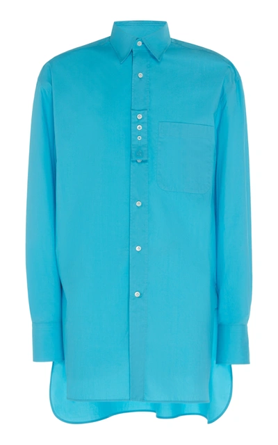 Lanvin Oversized Woven Cotton Shirt In Blue