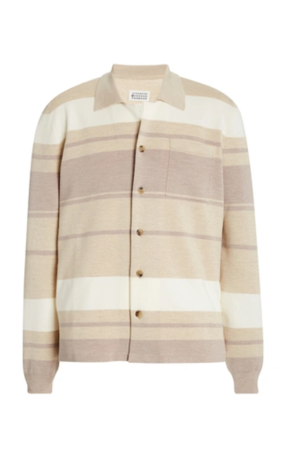 Maison Margiela Striped Cotton Cardigan In Multi