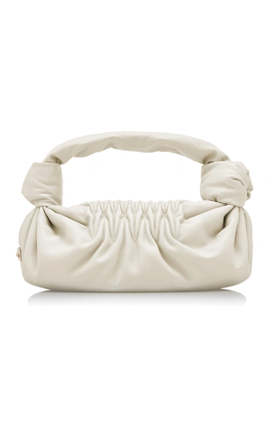 Miu Miu Knotted Leather Shoulder Bag In White