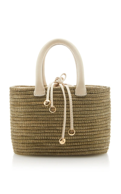 Cesta Collective Mini Leather-trimmed Sisal Tote In Neutral