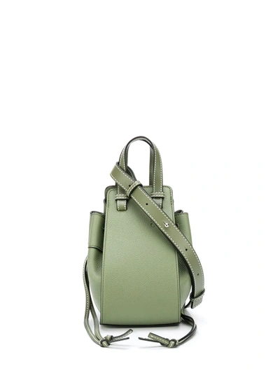 Loewe Hammock Mini Drawstring Textured-leather Bag In Green