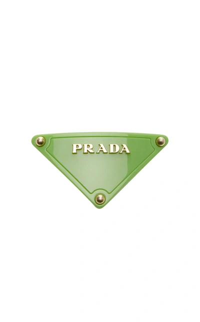 Prada Plex Triangle Barrette In Green