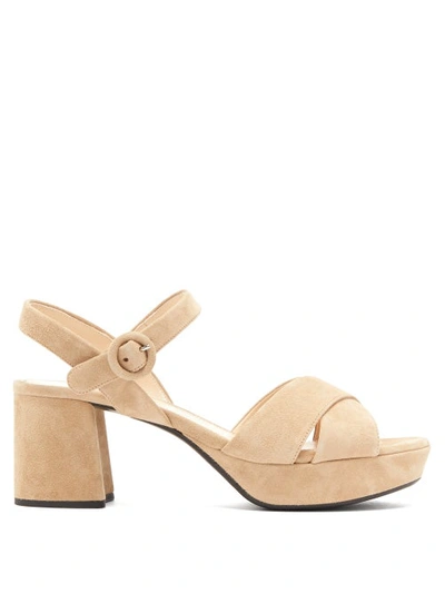 Prada Strappy Platform Sandals In Neutral