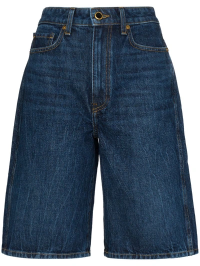 Khaite Mitch Rigid High-rise Denim Shorts In Blue