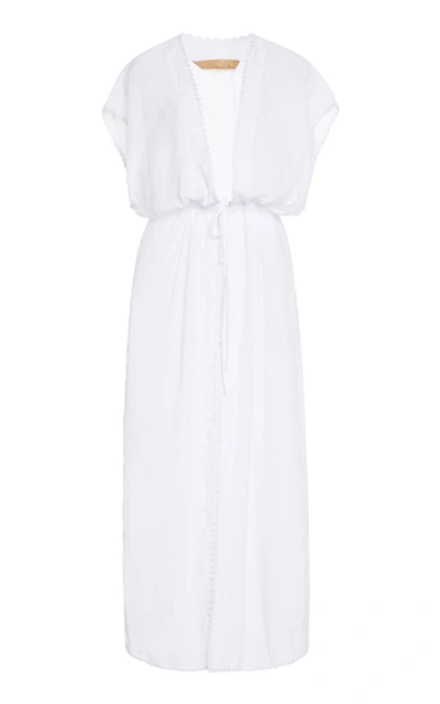 Água De Coco Frilled Crepe De Chine Cover Up In White