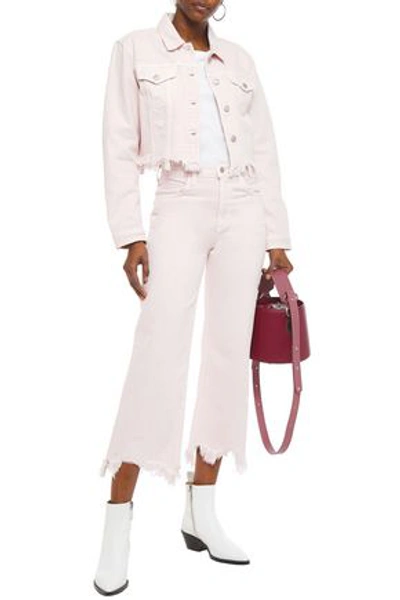 J Brand Cropped Frayed High-rise Straight-leg Jeans In Pastel Pink