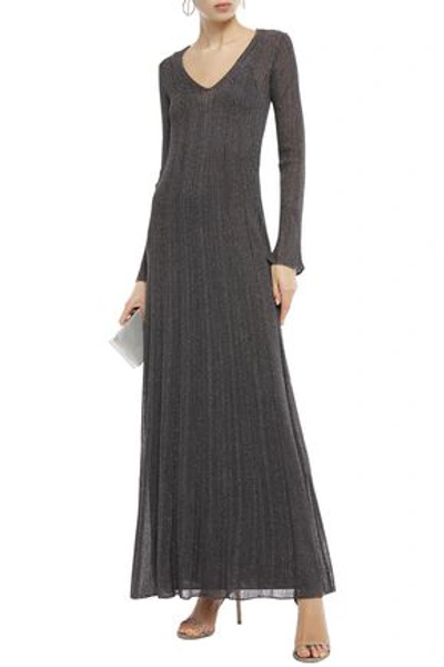 M Missoni Metallic Crochet-knit Maxi Dress In Anthracite