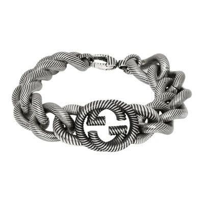 Gucci Silver Bracelet With Interlocking G In 0811 Silver