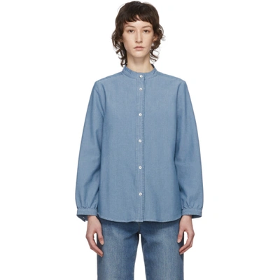 Apc Antoinette Cotton-chambray Shirt In Blue