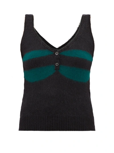 Marni Striped Knitted Wool-blend Tank Top In Black