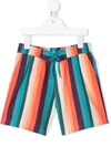 Paul Smith Junior Teen Striped Drawstring Swim Shorts In Orange