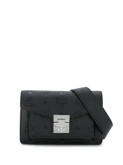 Mcm Patricia Logo Leather Convertible Belt Bag In Black