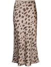 Anine Bing Bar Print Silk Midi Skirt In Blurry Leopard