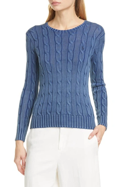 Polo Ralph Lauren Juliana Cable Knit Cotton Sweater In Indigo