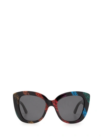 Gucci Gg0327s Black Glitter Female Sunglasses In Grey