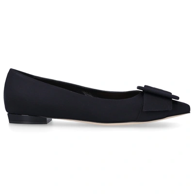 Sergio Rossi Buckle-detailed Cotton-blend Faille Point-toe Flats In Black