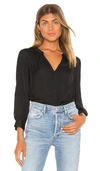 1.state Shadow Stripe V-neck Button Front Blouse In Rich Black