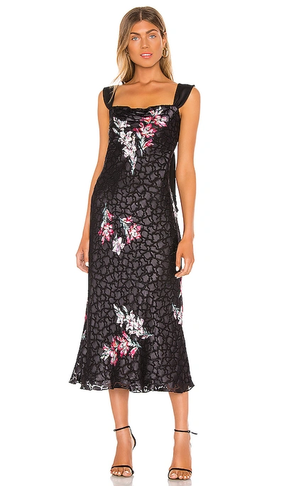 Rebecca Taylor Sleeveless Noha Floral Dress In Black Combo