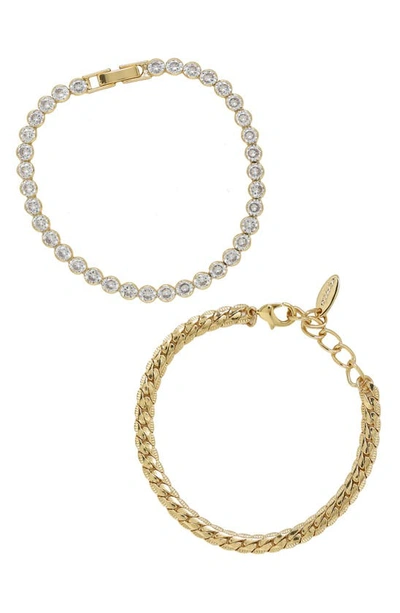 Ettika Cz Link Bracelet Set In Gold