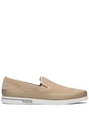 Prada Logo Slip-on Sneakers In Beige