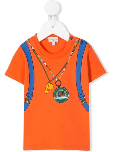 Paul Smith Junior Orange T-shirt For Baby Boy With Colourful Print