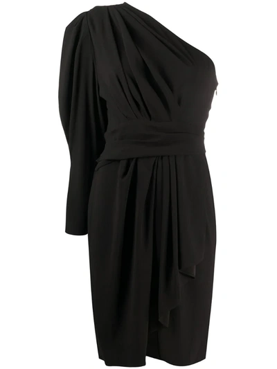 Iro Hugin One Shoulder Draped Dress In Black