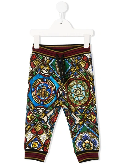 Dolce & Gabbana Babies' Kids Ornamental Print Cuffed Sweatpants In Multicolor