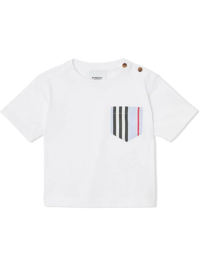 Burberry White T-shirt With Breast Pcoket For Baby Boy