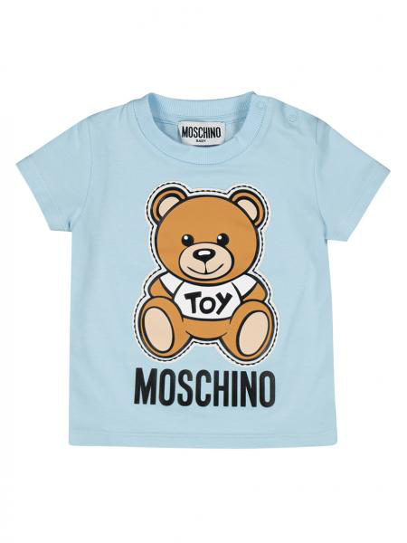 Moschino Light Blue Babyboy T-shirt With Colorful Teddy Bear | ModeSens